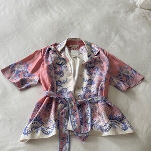 Zimmermann Pink, Blue & White Paisley Wrap Top